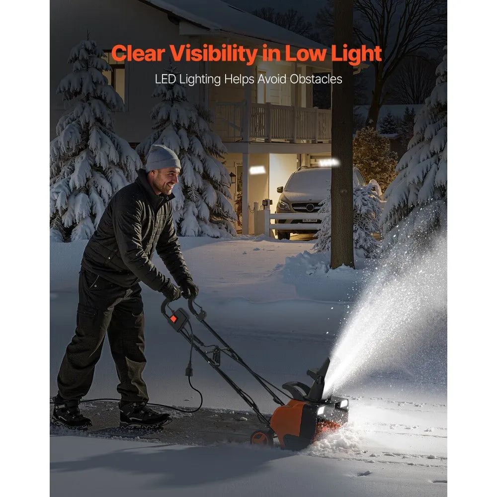 20-Inch Electric Snow Blower with 15A Motor, Dual LED Headlights and Rotating Chute