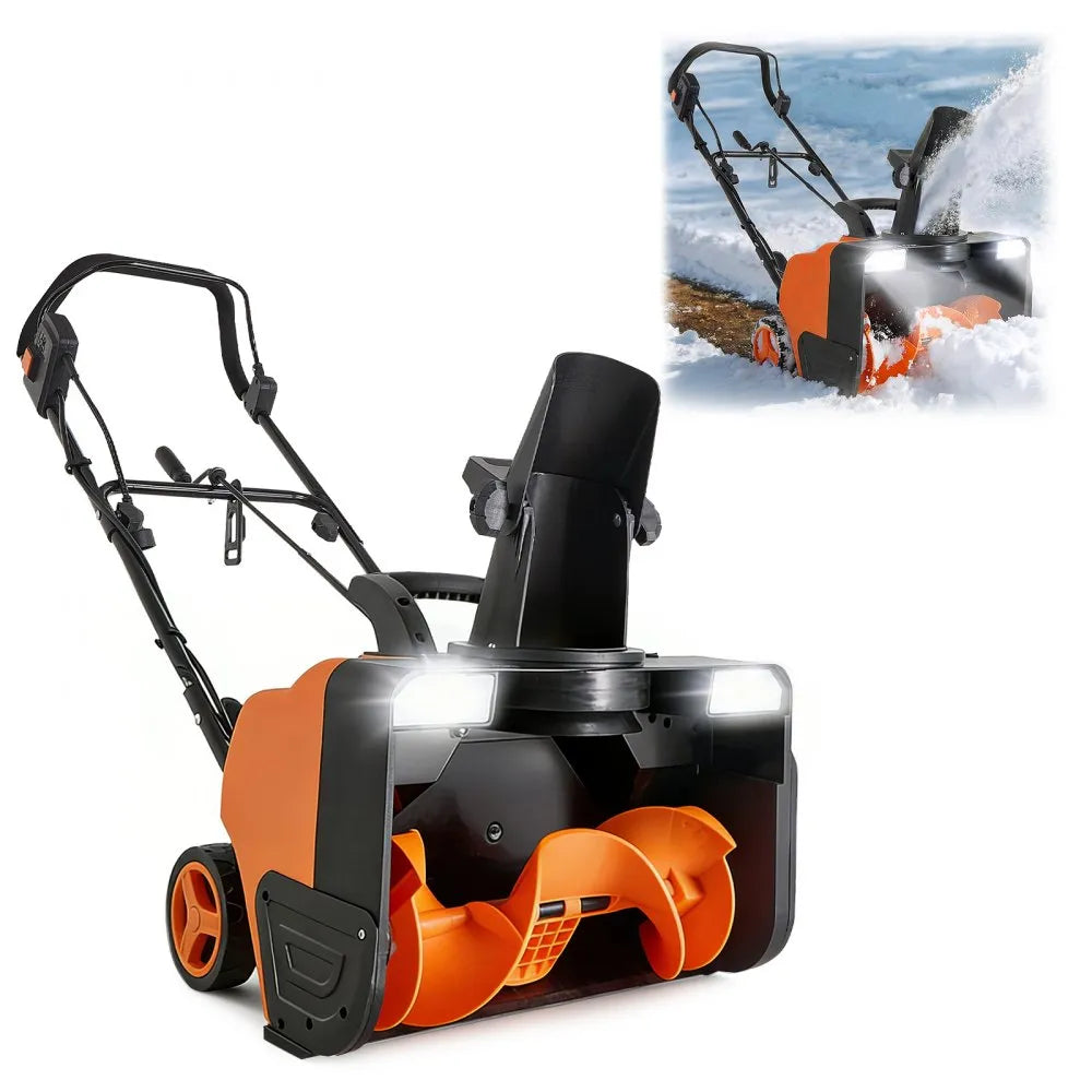 20-Inch Electric Snow Blower with 15A Motor, Dual LED Headlights and Rotating Chute