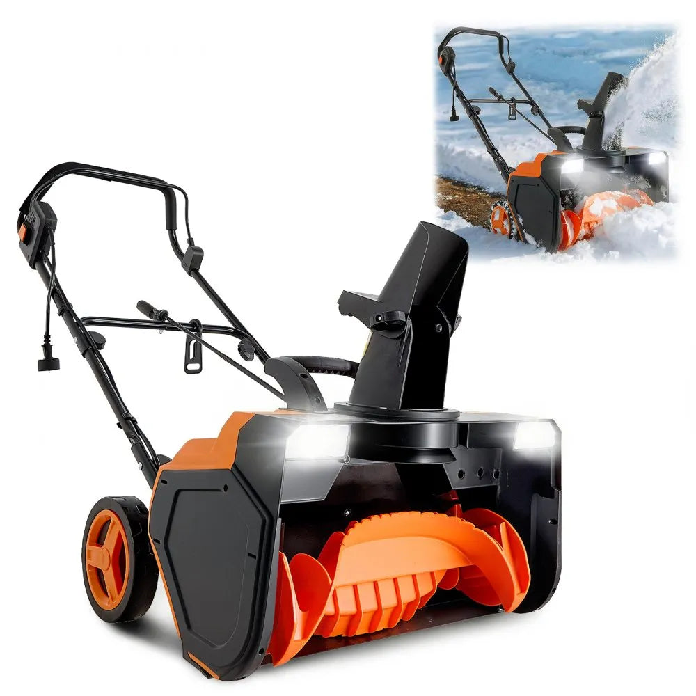 23-Inch Electric Snow Blower with 15A Motor, Dual LED Headlights and Rotating Chute