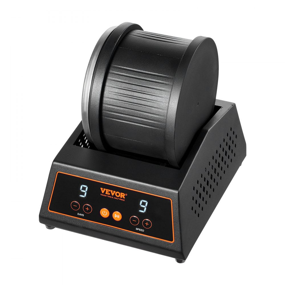 VEVOR Rock Tumbler Machine 4 lbs Rock Polishing Kit 9 Speed 9-Day Timer Steel