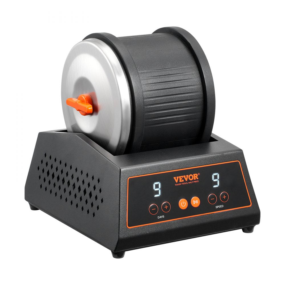VEVOR Rock Tumbler Machine 4 lbs Rock Polishing Kit 9 Speed 9-Day Timer Steel