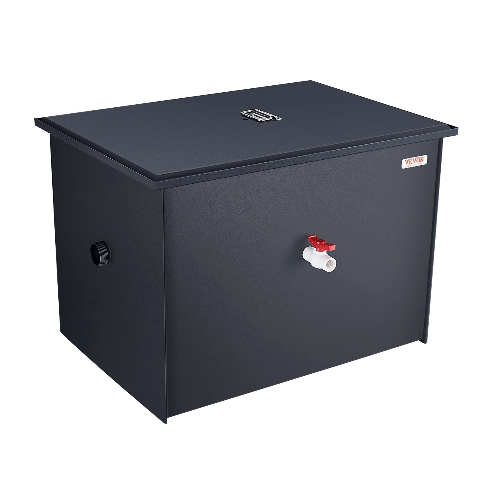 VEVOR Commercial Grease Trap, 40 LBS Grease Interceptor, Side Inlet Interceptor, Under Sink Carbon Steel Grease Trap, 15.2 GPM Waste Water Oil-water Separator, for Restaurant Canteen Home Kitchen