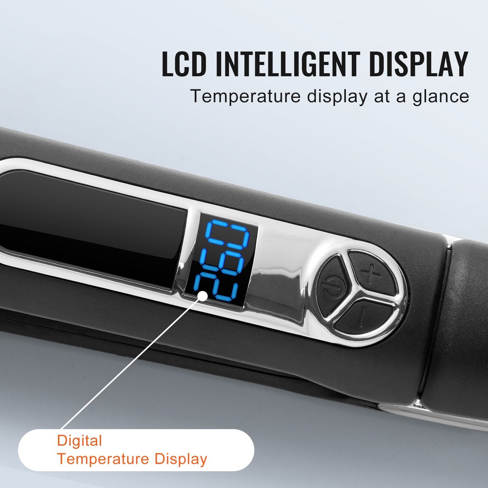 VEVOR Hair Straightener, 1.5-inch Titanium Flat Iron, Negative Ions Hair Straightener Flat Iron with LCD Display and 25 Temp Levels - 210°F to 450°F, Dual Voltage 110V/240V for Salon Home Travel Use