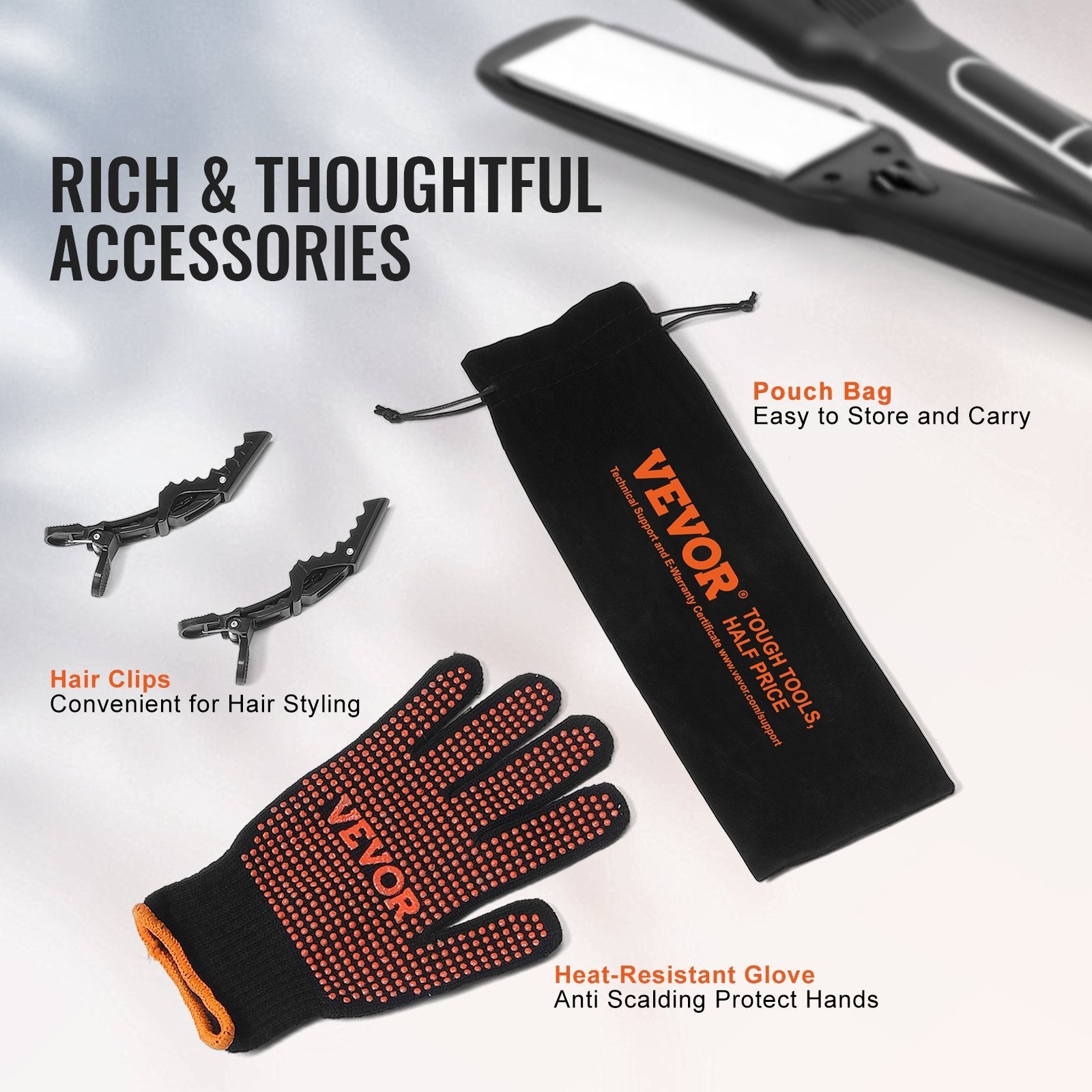 VEVOR Hair Straightener, 1.5-inch Titanium Flat Iron, Negative Ions Hair Straightener Flat Iron with LCD Display and 25 Temp Levels - 210°F to 450°F, Dual Voltage 110V/240V for Salon Home Travel Use