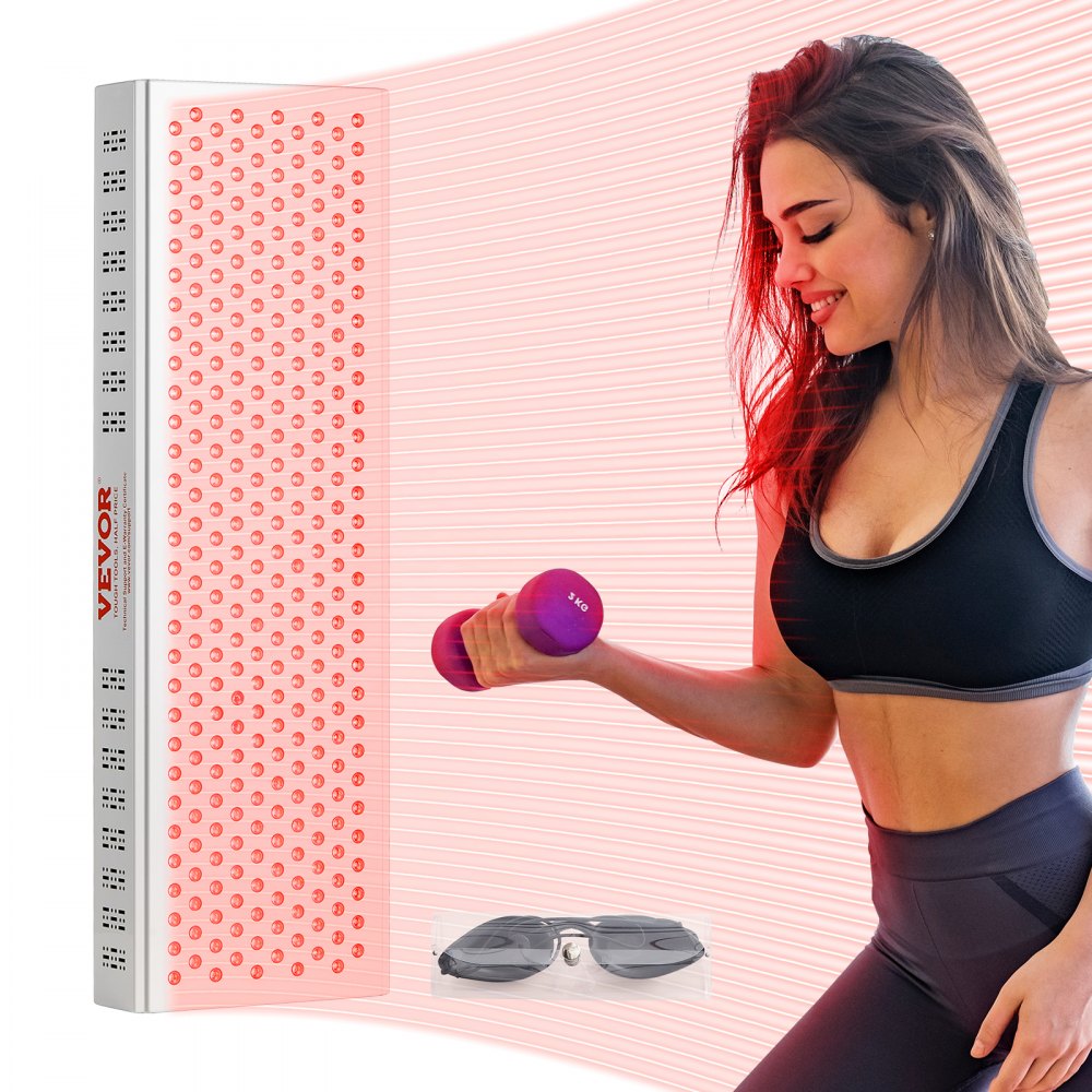 VEVOR Red Light Therapy for Whole Body, 300 Dual-Chip LEDS, 10Hz/40Hz Pulse, 3 Timing Setting, Red 660nm & Near Infrared 850nm Light Therapy Panel for Pain Relief, Wound Healing, Skin Health, 300W