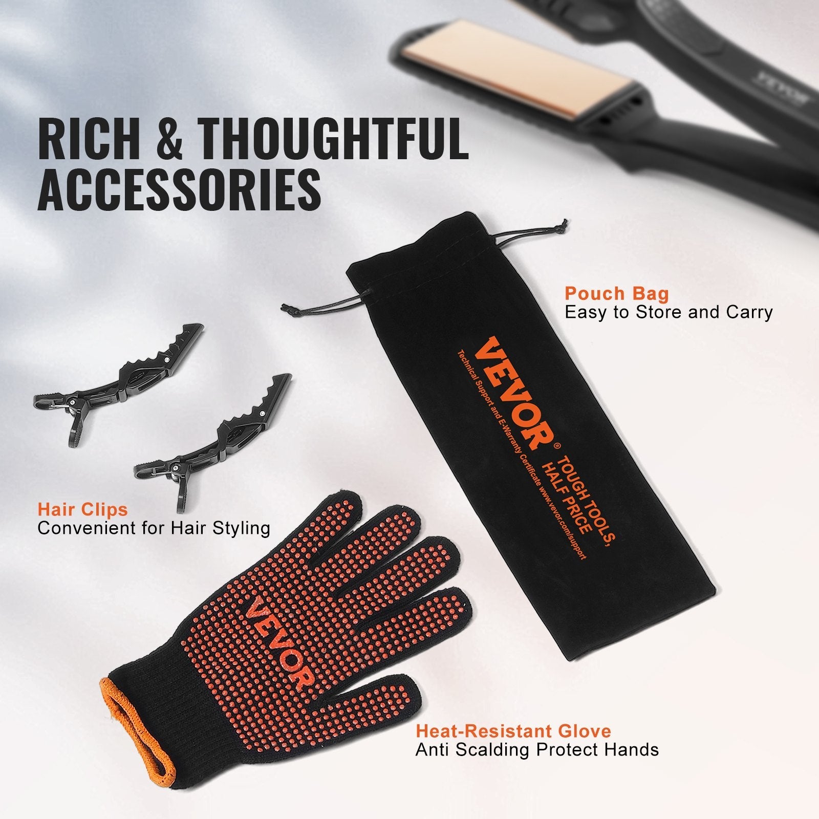 VEVOR Hair Straightener, 1.5-inch Titanium Flat Iron, Dual Infrared Hair Straightener Flat Iron with LCD Display and 19 Temp Levels - 210°F to 450°F, Dual Voltage 110V/240V for Salon Home Travel Use