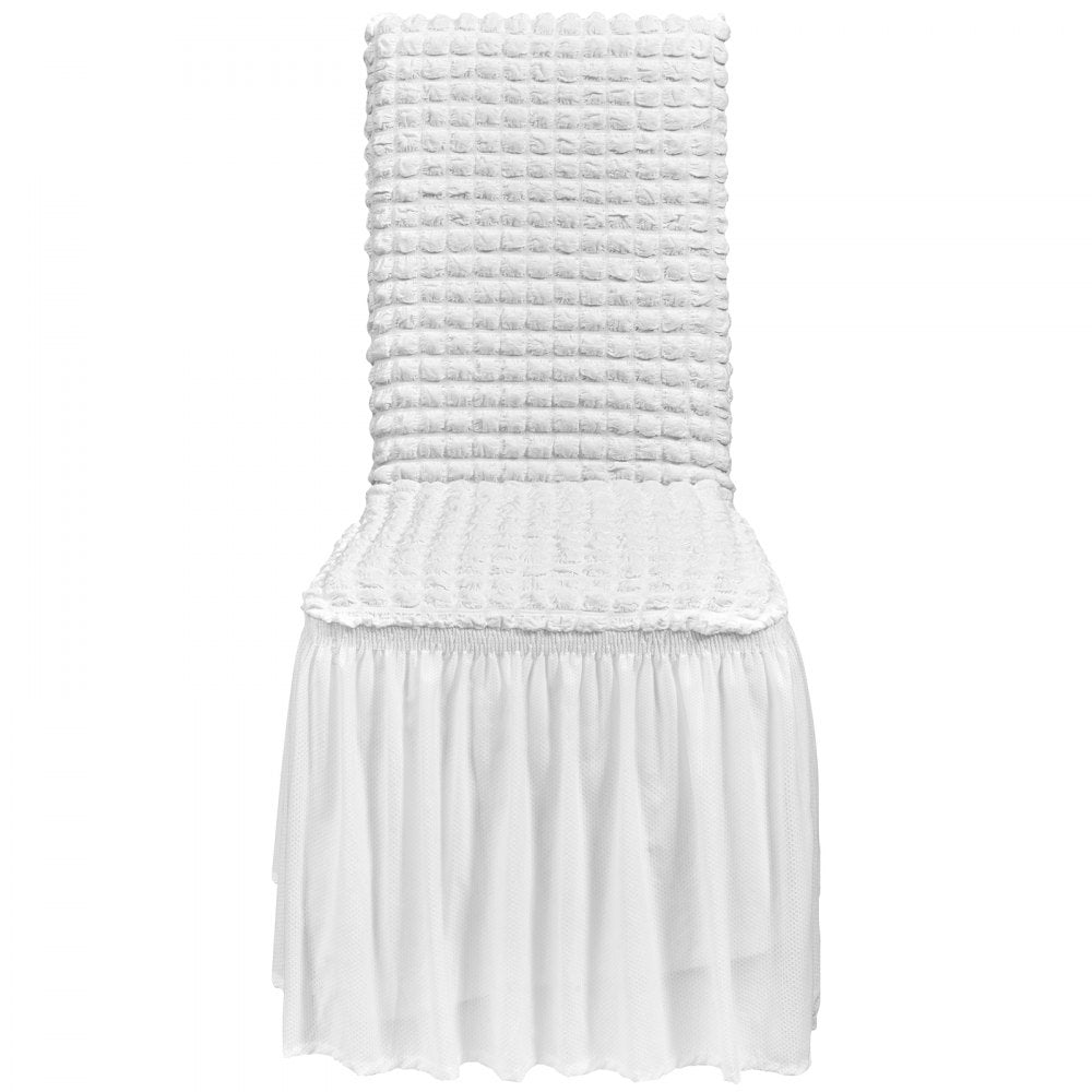 VEVOR Stretch Spandex Folding Chair Covers, Universal Fitted Chair Cover with Skirt, Removable Washable Protective Slipcovers, for Wedding, Holiday, Banquet, Party, Celebration, Dining (4 PCS White)