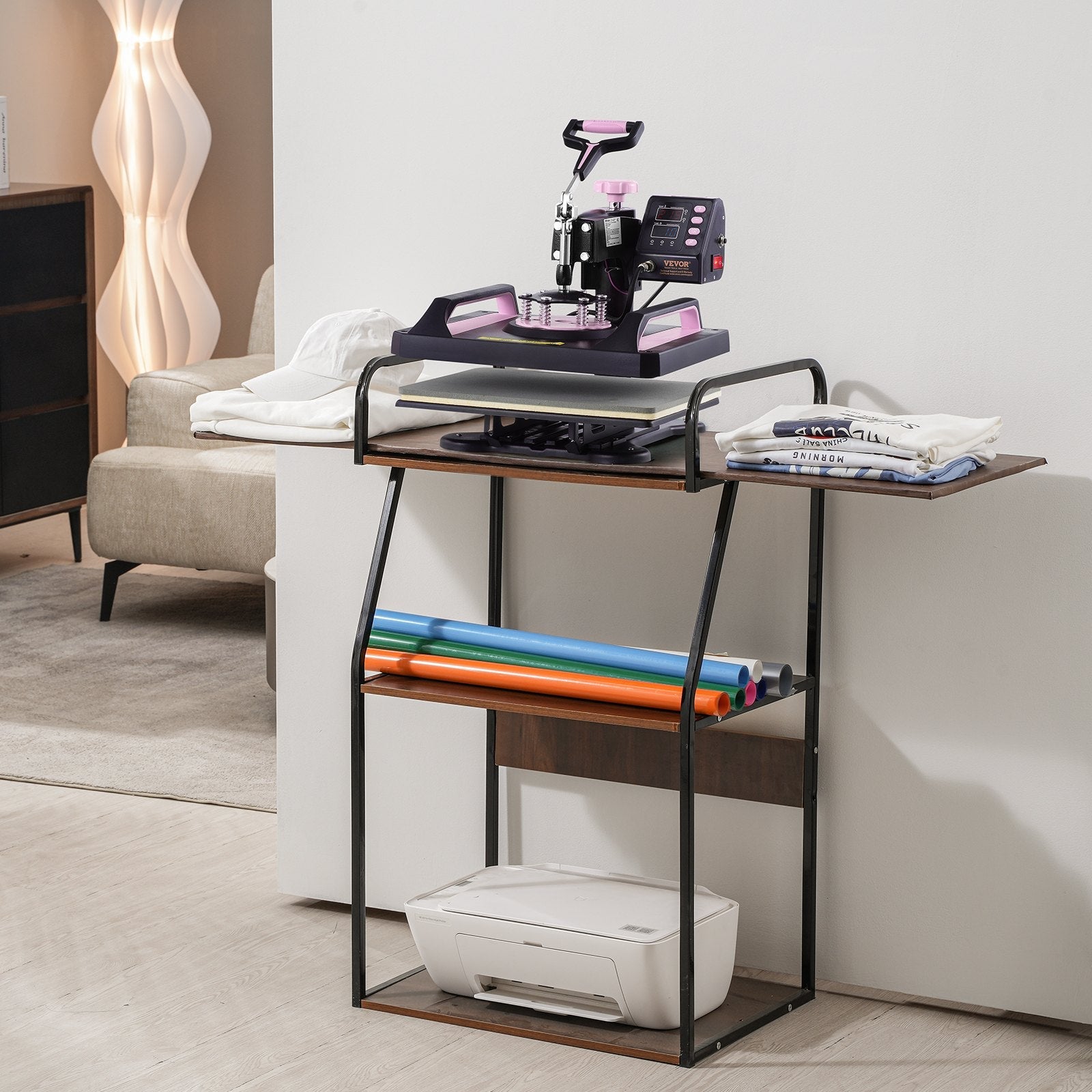 VEVOR 8 in 1 Heat Press Machine 12x15 in 30oz Tumbler Press T-Shirts Black+Pink