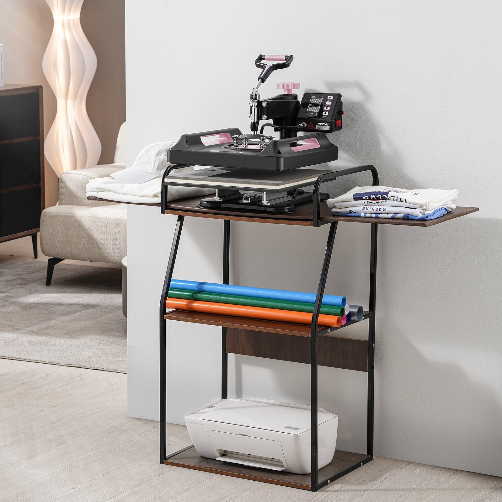 VEVOR 5 in 1 Heat Press Machine 15x15 in 30oz Tumbler Press T-Shirts Black