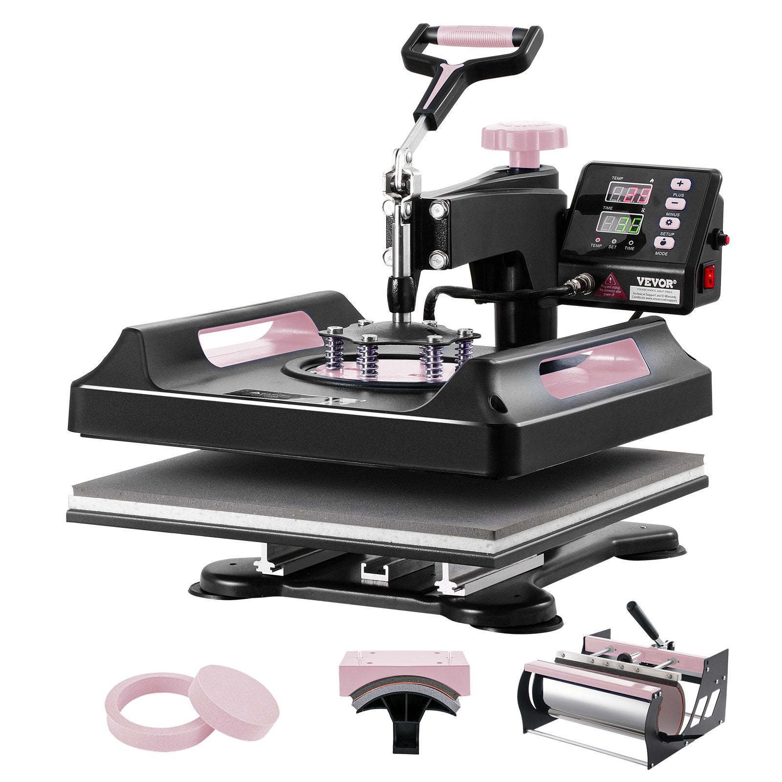 VEVOR 5 in 1 Heat Press Machine 15x15 in 30oz Tumbler Press T-Shirts Black