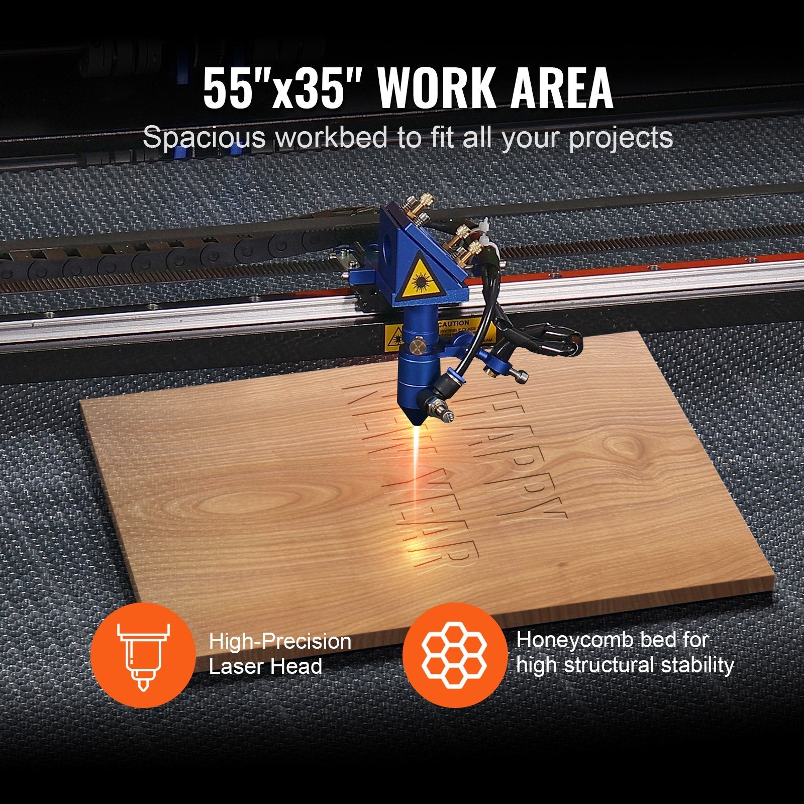 VEVOR 130W CO2 Laser Engraver and Cutter 35 x 55 in 19.7 IPS Engraving Machine