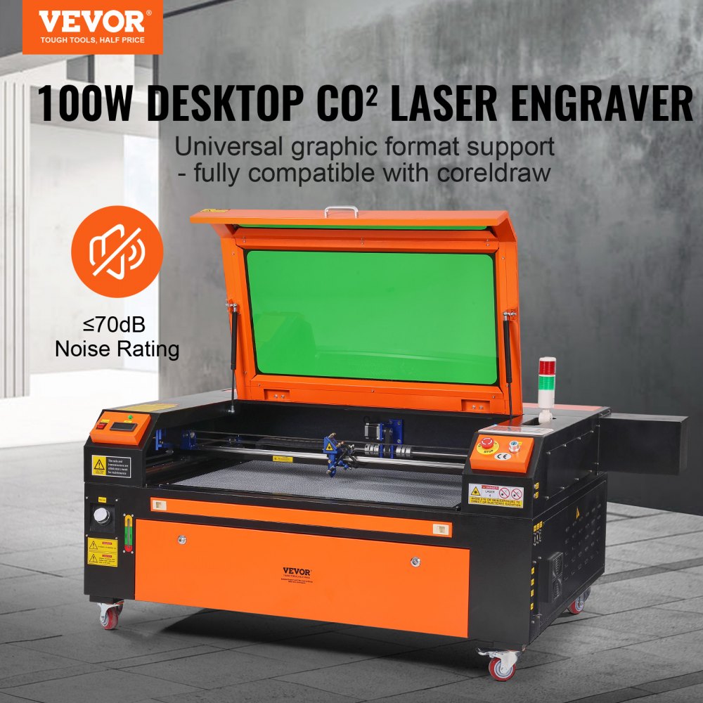 VEVOR 100W CO2 Laser Engraver, 24 x 35 in, 19.7 IPS Laser Cutter Machine with 2-Way Pass Air Assist, Compatible with LightBurn, CorelDRAW, AutoCAD, Windows, Mac OS, Linux, for Wood Acrylic Fabric More