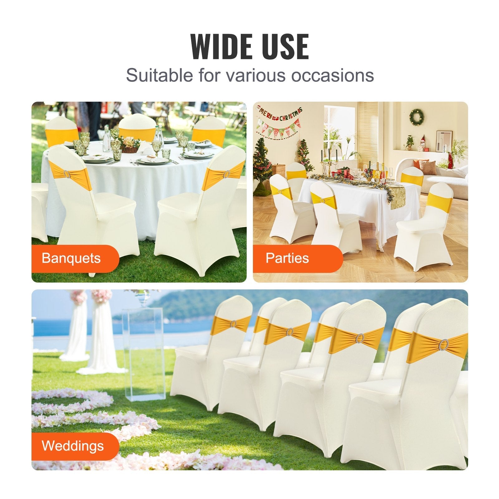 VEVOR 30PCS White Stretch Spandex Folding Chair Covers for Wedding Party Dining