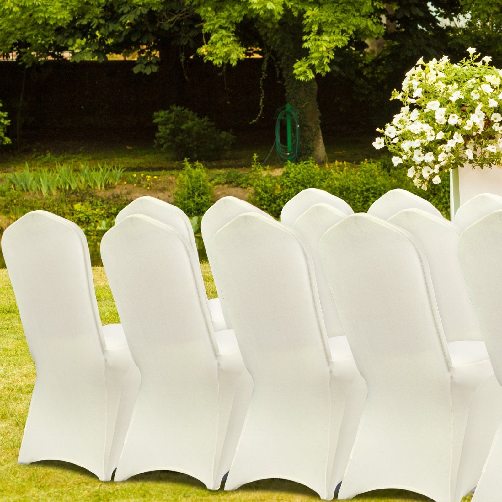VEVOR 30PCS White Stretch Spandex Folding Chair Covers for Wedding Party Dining
