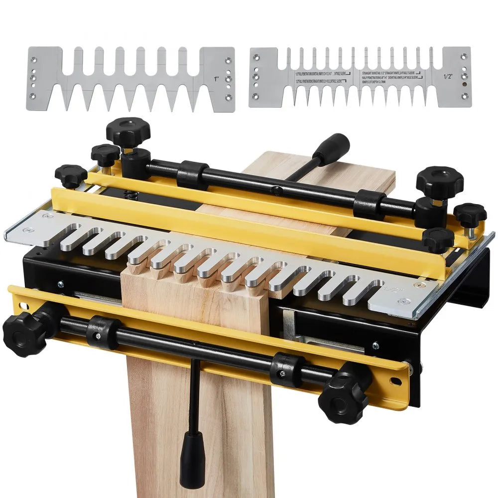 12" Dovetail Jig for Woodworking, Precision Router Jig with 5 Router Bits & 4 Templates for Half-Blind, Through & Sliding Dovetail Joints