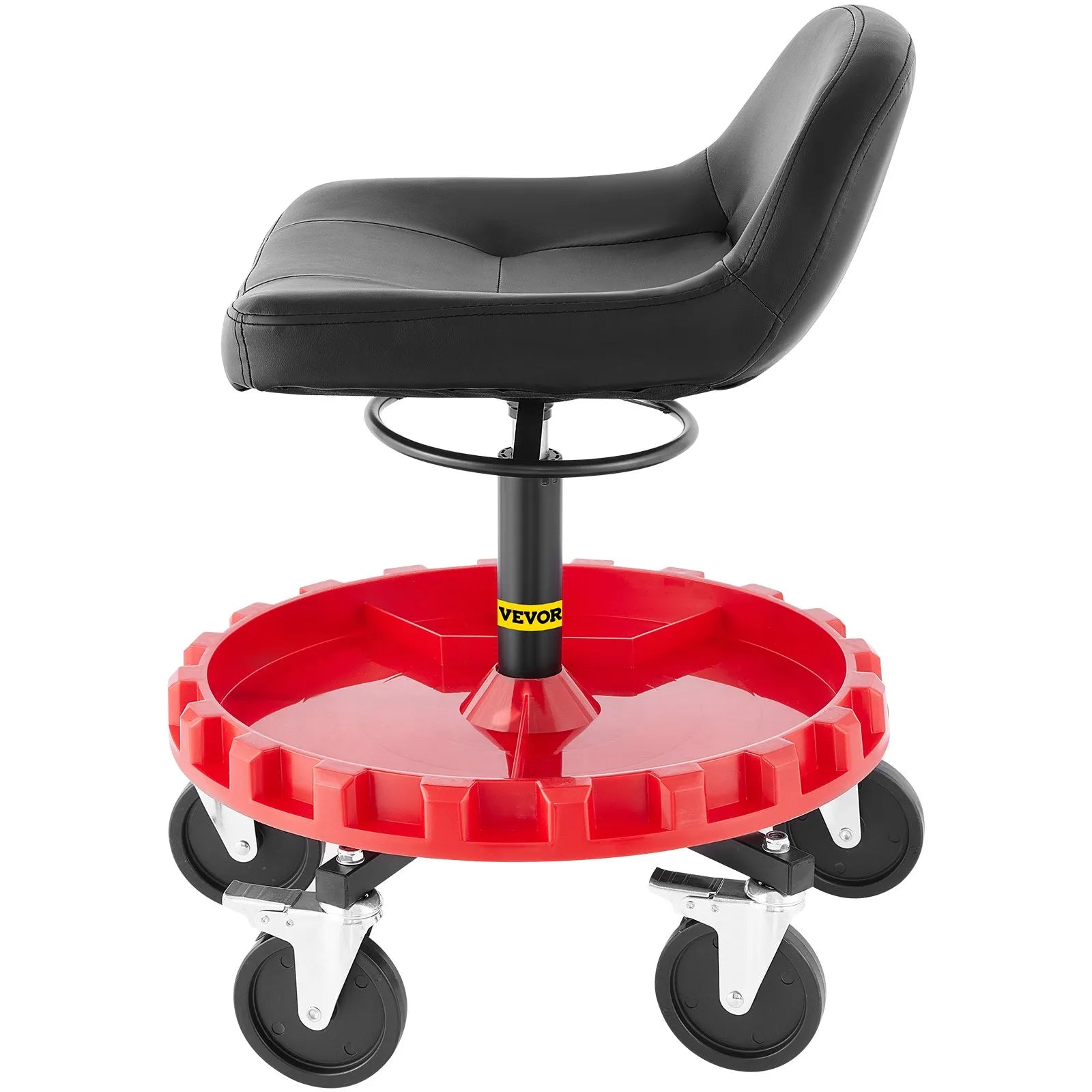 VEVOR Shop Stool, 400 LBS Rolling Garage Stool, 18” to 23” Adjustable Height Mobile Rolling Gear Seat, Round Tray Garage Pneumatic Stool, All-Terrain 5" Casters with Two Brakes Mechanic Seat