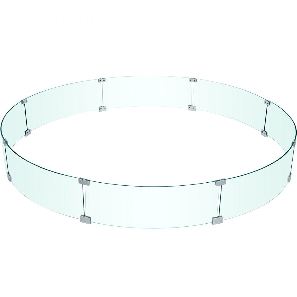 VEVOR Fire Pit Wind Guard, 59 x 59 x 7.9 inches Glass Flame Guard, Round Glass Shield, 1/4-Inch Thick Fire Table, Clear Tempered Glass Flame Guard, Steady Feet Tree Pit Guard for Propane, Gas, Outdoor