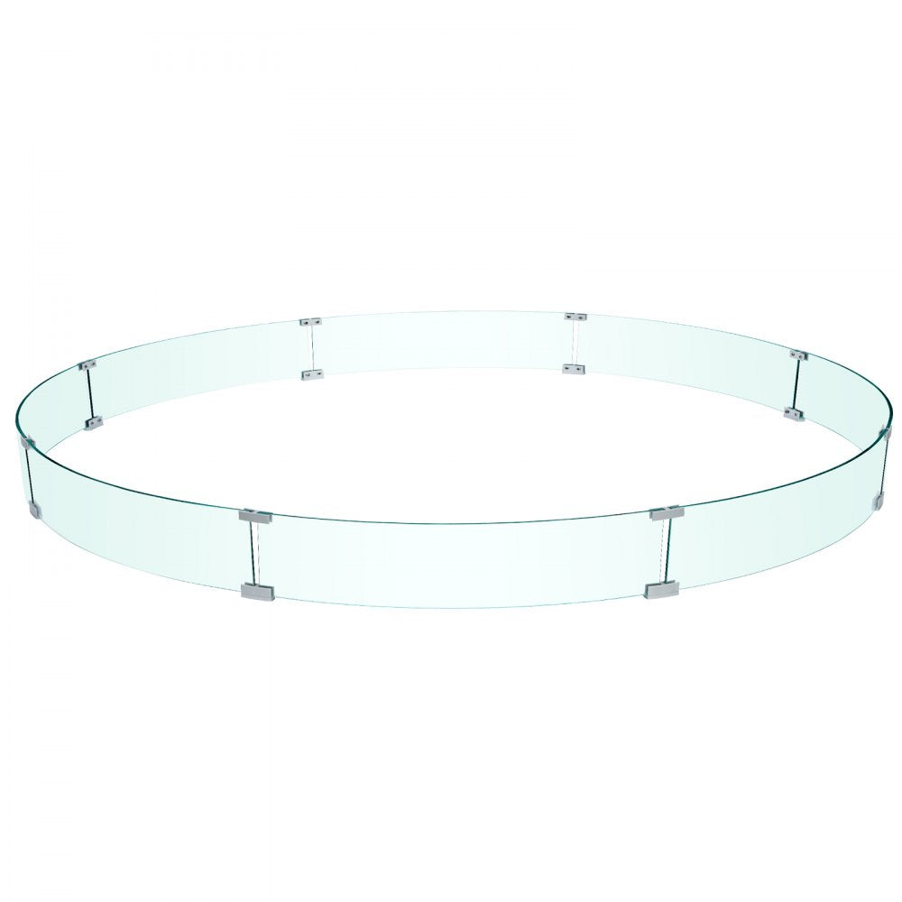 VEVOR Fire Pit Wind Guard, 59 x 59 x 7.9 inches Glass Flame Guard, Round Glass Shield, 1/4-Inch Thick Fire Table, Clear Tempered Glass Flame Guard, Steady Feet Tree Pit Guard for Propane, Gas, Outdoor