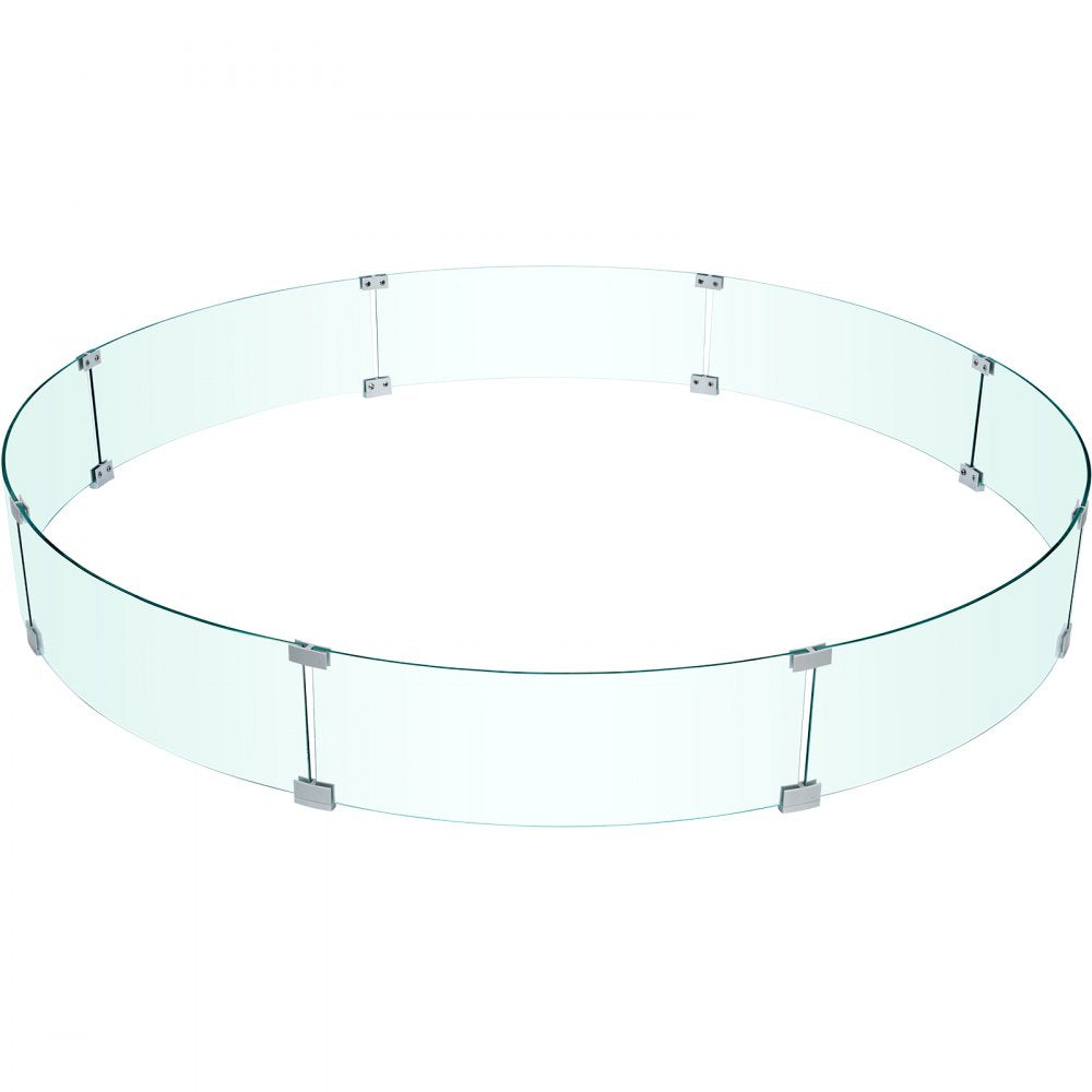 VEVOR Fire Pit Wind Guard, 59 x 59 x 7.9 inches Glass Flame Guard, Round Glass Shield, 1/4-Inch Thick Fire Table, Clear Tempered Glass Flame Guard, Steady Feet Tree Pit Guard for Propane, Gas, Outdoor