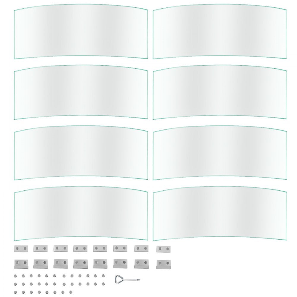 VEVOR Fire Pit Wind Guard, 59 x 59 x 7.9 inches Glass Flame Guard, Round Glass Shield, 1/4-Inch Thick Fire Table, Clear Tempered Glass Flame Guard, Steady Feet Tree Pit Guard for Propane, Gas, Outdoor