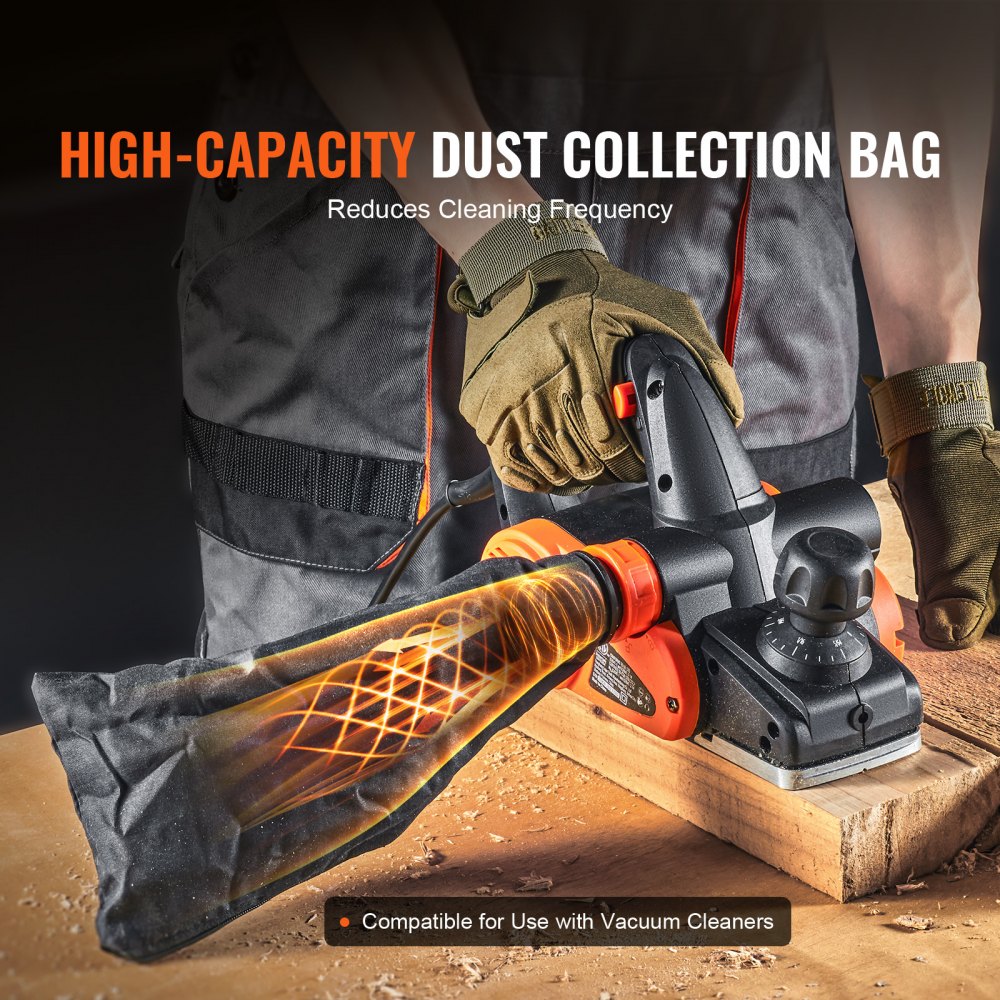 VEVOR Electric Hand Planer, 3-1/4" width Corded Electric Hand Planer, 16500 RPM High-Speed Powerful Electric Handheld Planers for Woodworking, Wood Chamfer DIY, Smooth Finish Carpentry Tool, FCC-SDoC