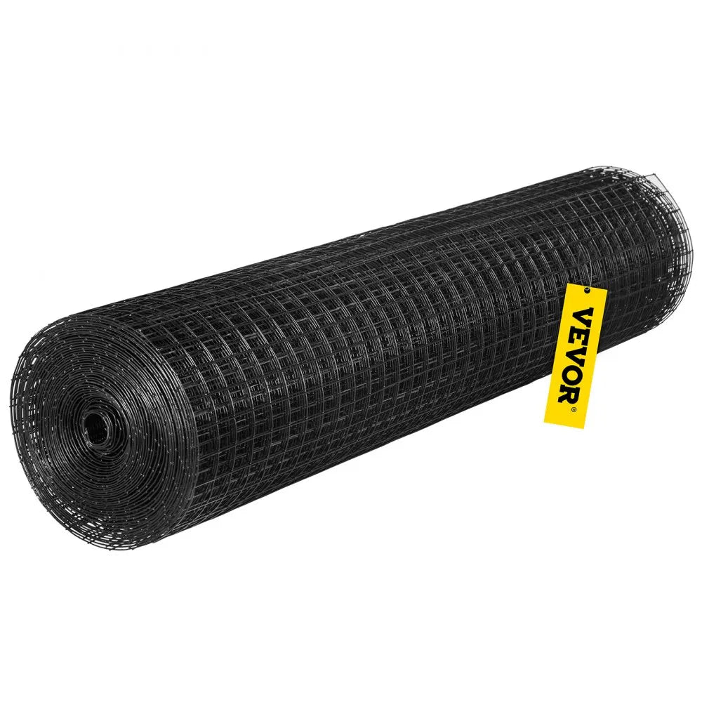 VEVOR Hardware Cloth, 24" x 100' & 1"x1" Mesh Size, Galvanized Steel Vinyl Coated 16 gauge Welded Wire, w/A Cutting Plier & A Pair of Fabric Gloves, for Garden Fencing & Pet Enclosures, Black
