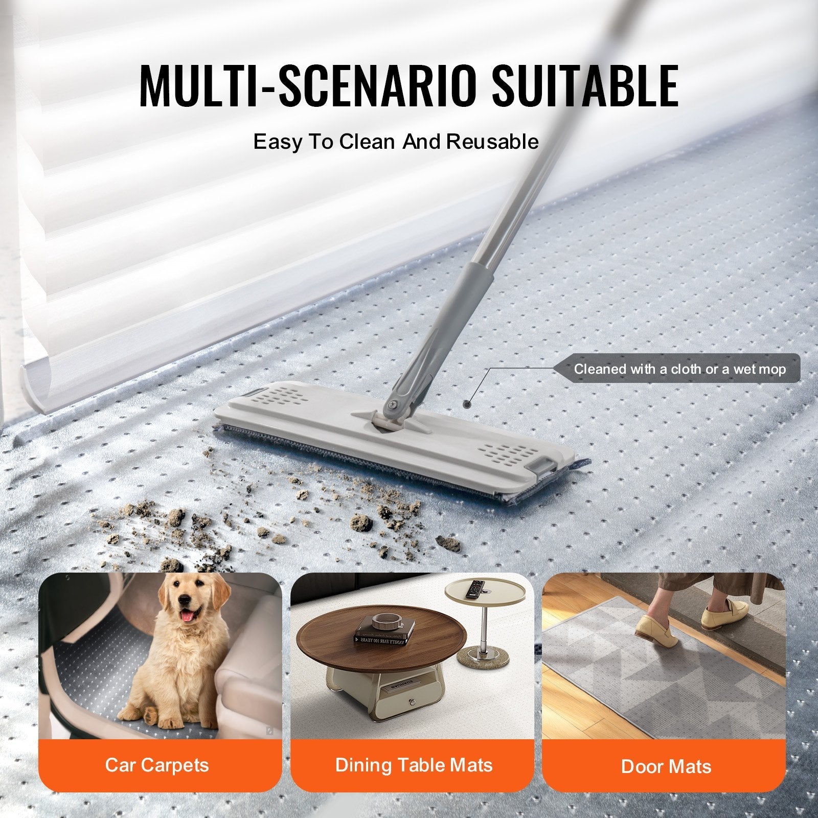 VEVOR Carpet Protector for Pets, 15" x 4' PVC Scratch-Proof Cat Carpet Protector for Doorway, Anti-Slip Cat Scratch Protector Mat, Easy to Cut Plastic Carpet Scratch Stopper, Cat Scratch Guard Carpet