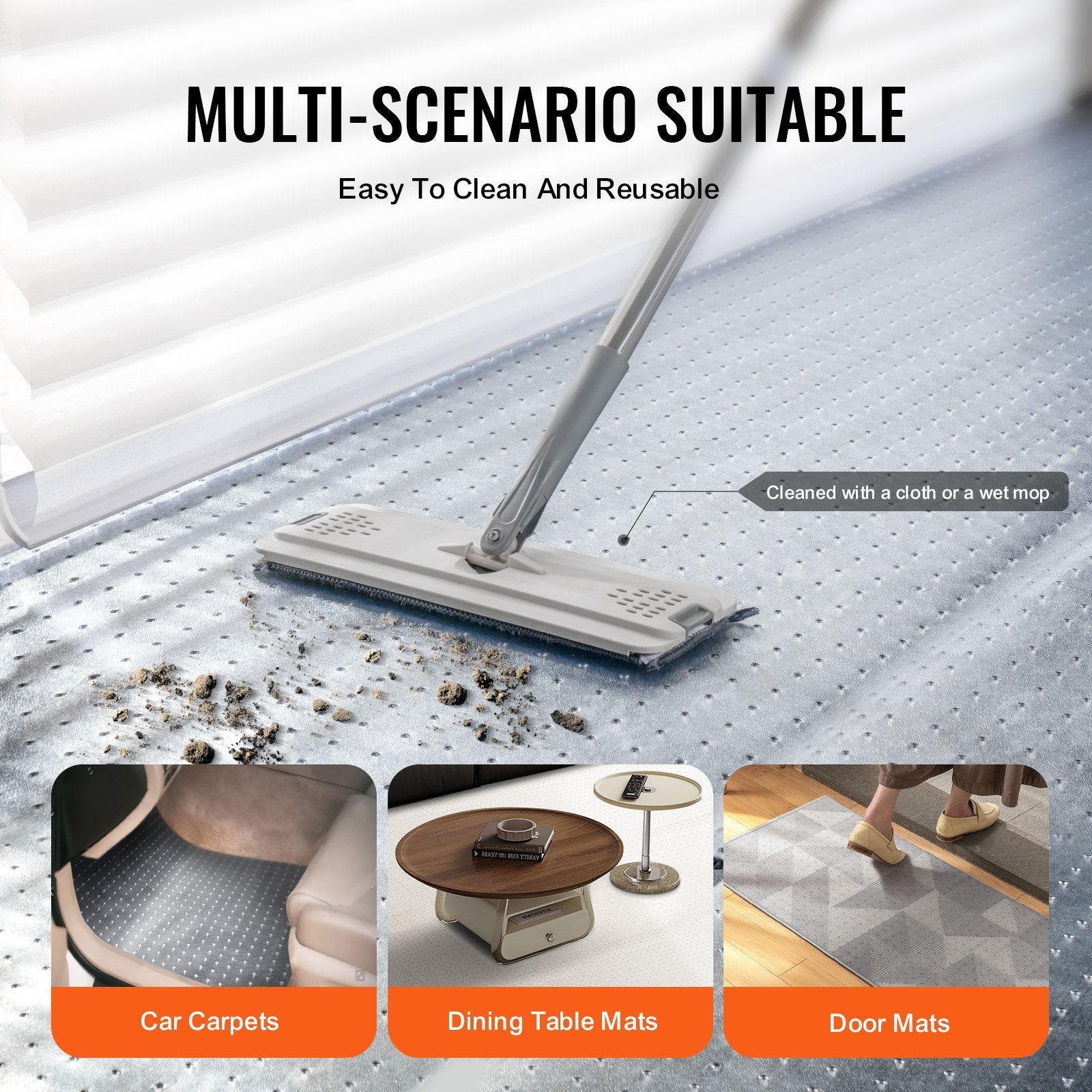 VEVOR Carpet Protector for Pets, 24" x 12' PVC Scratch-Proof Cat Carpet Protector for Doorway, Anti-Slip Cat Scratch Protector Mat, Easy to Cut Plastic Carpet Scratch Stopper, Cat Scratch Guard Carpet