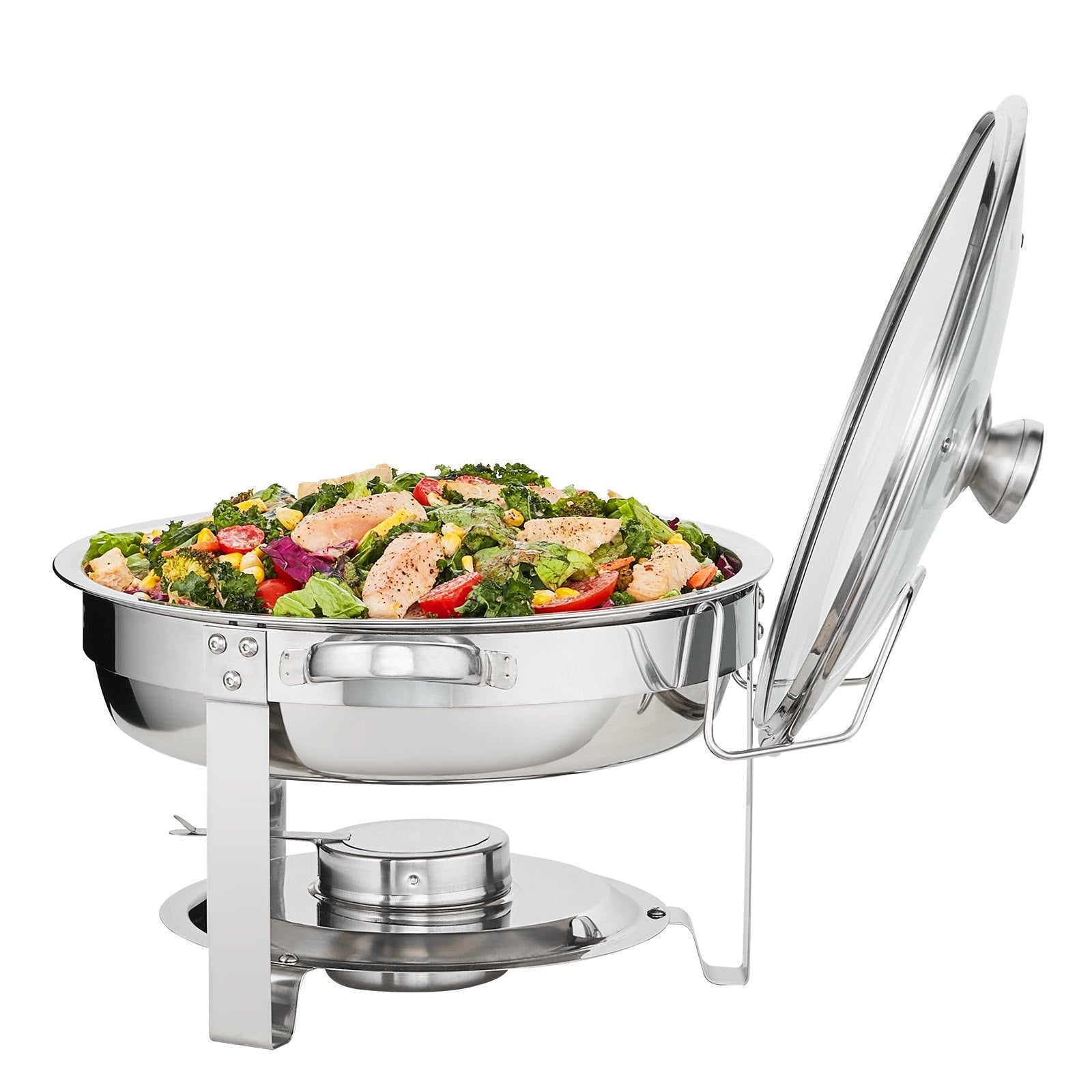 VEVOR 2-Pack Round Chafing Dish Set with Full-Size 4Qt Pan Glass Lid Fuel Holder