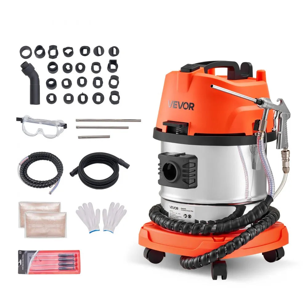 13L Walnut Blaster Engine Carbon Cleaning Machine with Trolley, 1200W, Includes 23 Adapters & Walnut Shell Media