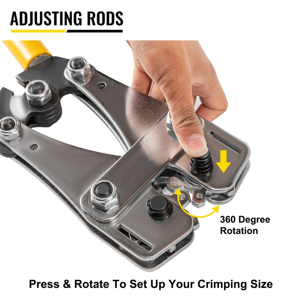 VEVOR Battery Cable Crimping Tool 10-120 mm2, Cable Lug Crimping Tool for Heavy Duty Wire Lugs, Battery Cable Crimper for AWG 8-4/0, Hexagon Lug Crimping Tool for Wire Cable Cutting and Crimping
