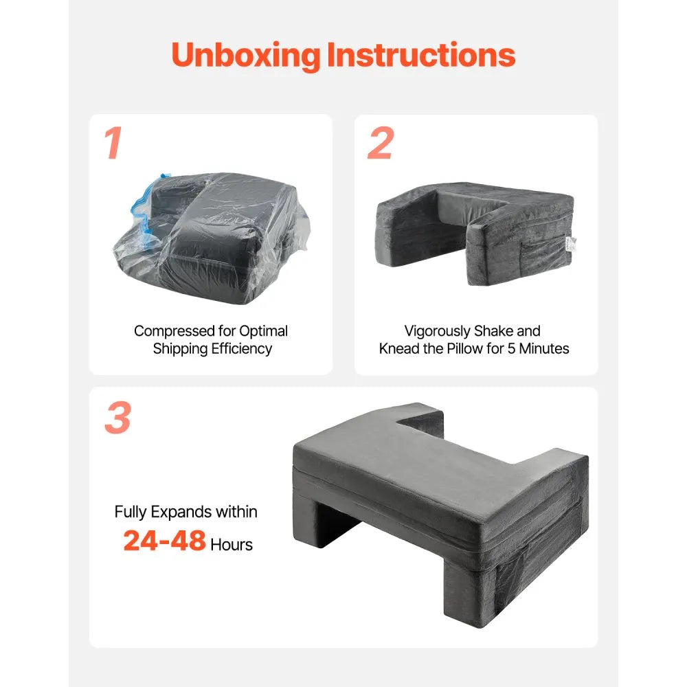 VEVOR Reading Pillow Lap Desk Pillow with 2 Pockets & Cup Holder Washable Cloth