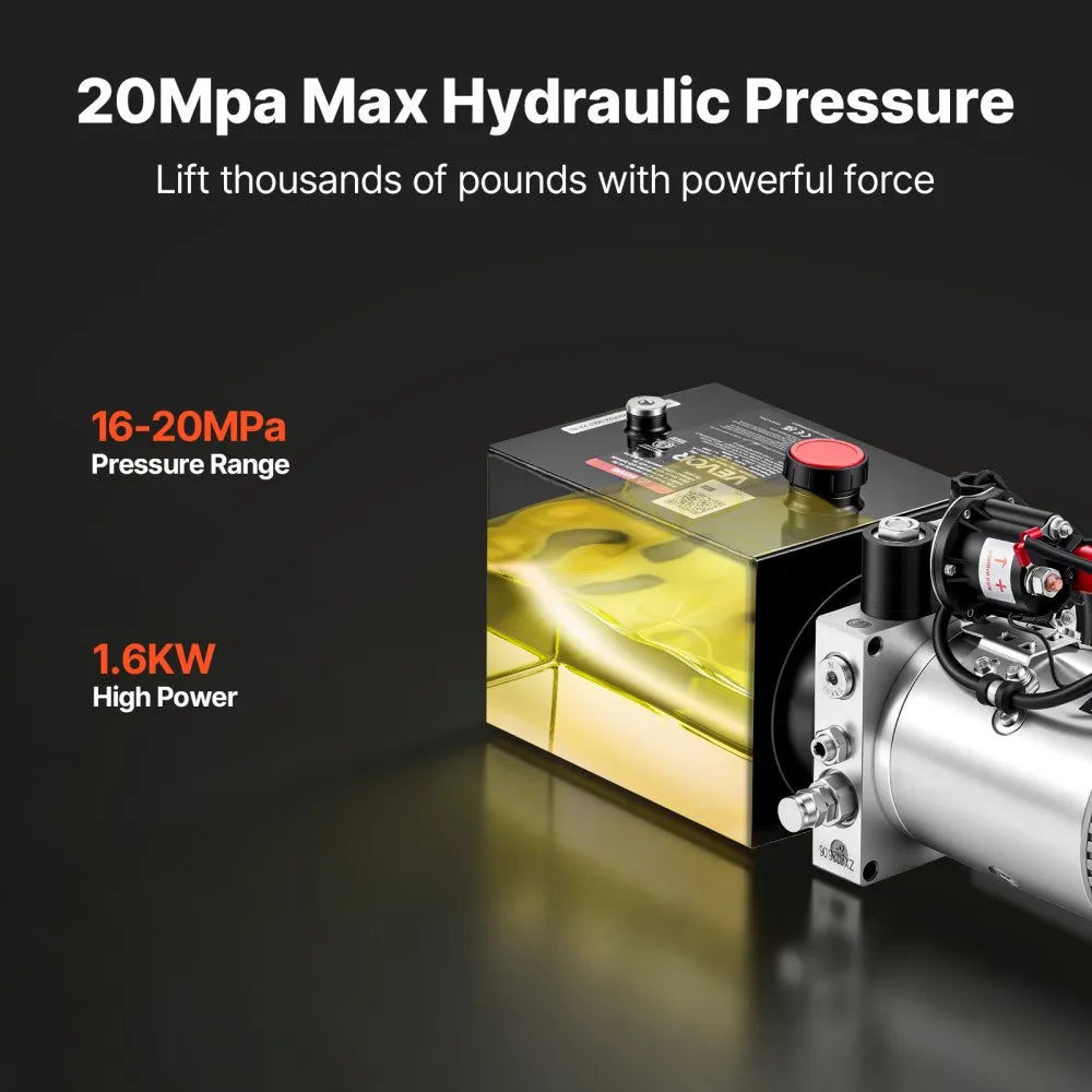 4-Quart 12V Hydraulic Pump – Single-Acting 1.6kW Power Unit, 3200 PSI