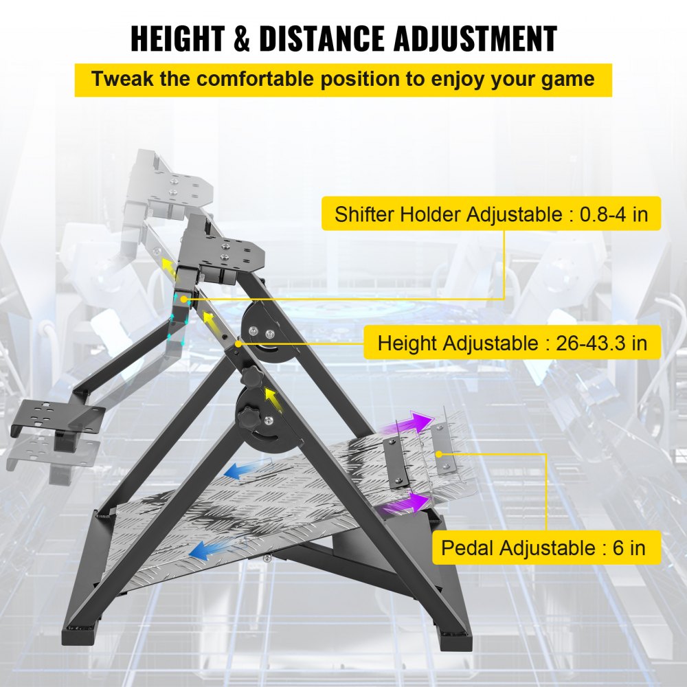 VEVOR G920 Steering Shifter Mount Logitech G27/G25, G29 Gaming fit for Thrustmaster Pedals NOT Included Racing Wheel Stand, Black