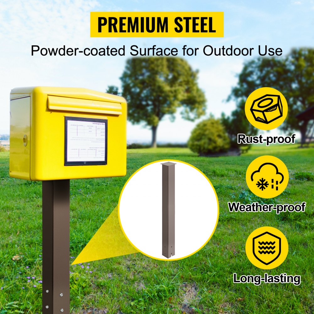 Vevor Mailbox Post Stand Mail Box Post 43" Bronze Powder-coated Steel Outdoor