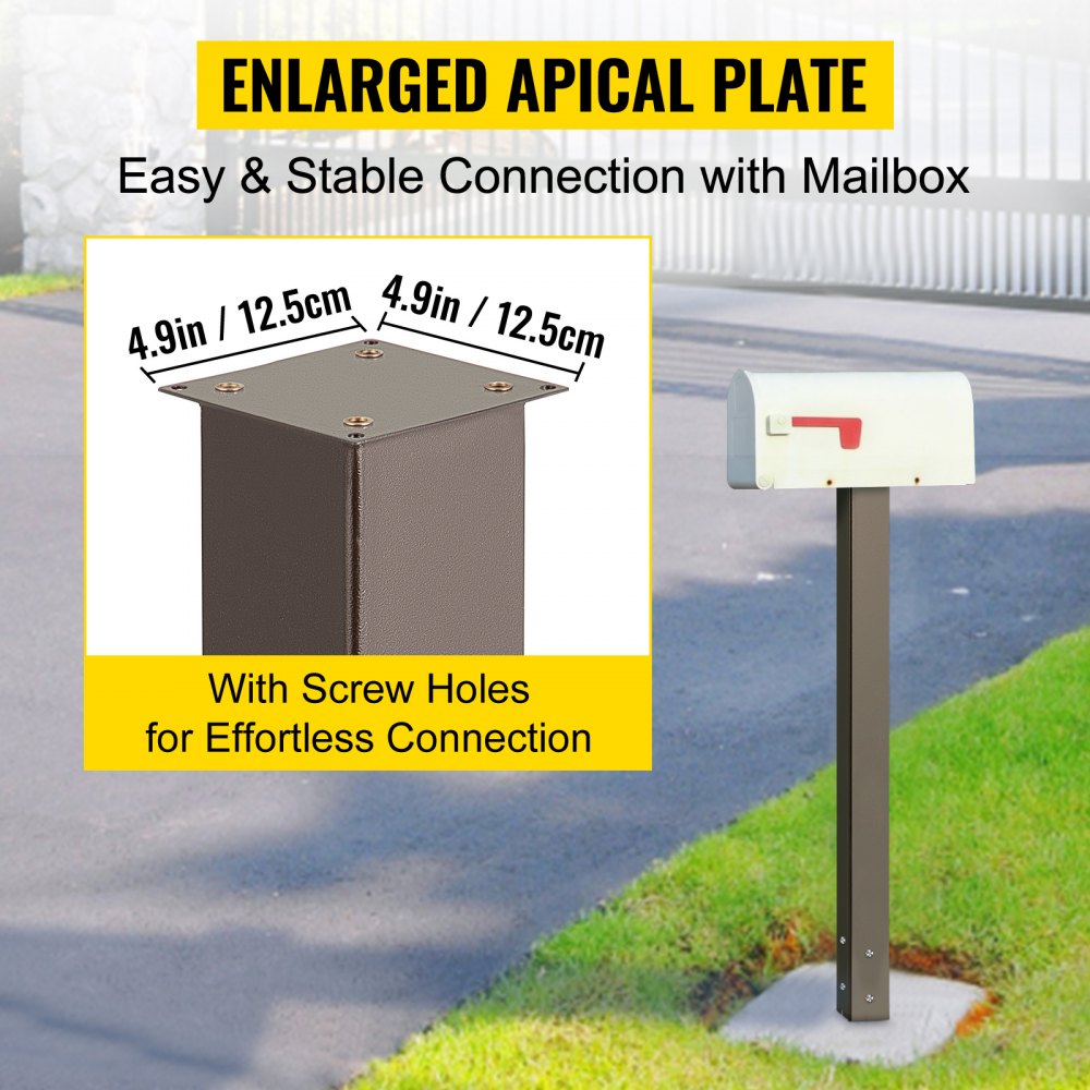 Vevor Mailbox Post Stand Mail Box Post 43" Bronze Powder-coated Steel Outdoor