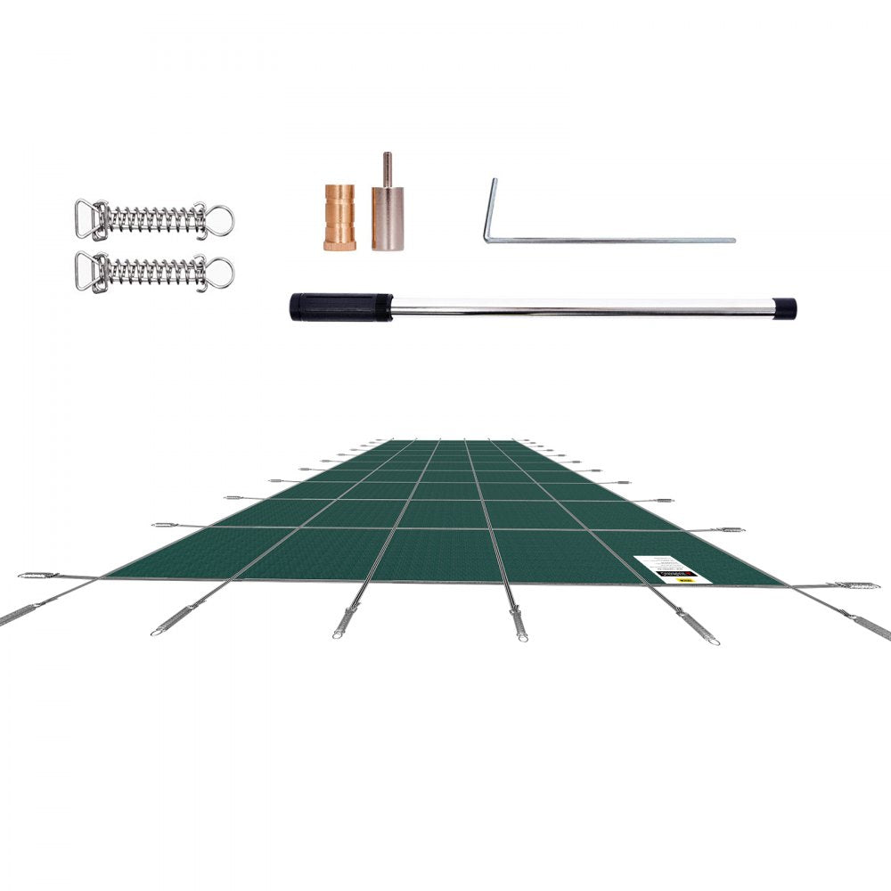 VEVOR Pool Safety Cover Fits 20 x 38 ft Rectangle Inground Safety Pool Cover Green Mesh Solid Pool Safety Cover for Swimming Pool Winter Safety Cover