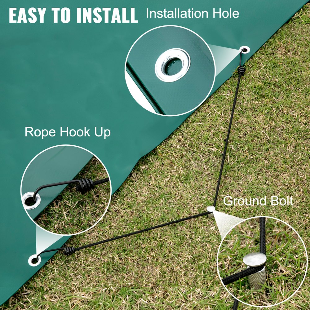 VEVOR Pool Safety Cover, 11.5x19.6 ft In-ground Pool Cover, Green PVC Pool Covers, Rectangular Safety Pool Cover In-ground Cover Solid Safety Pool Cover for Swimming Pool Winter Protection Cover