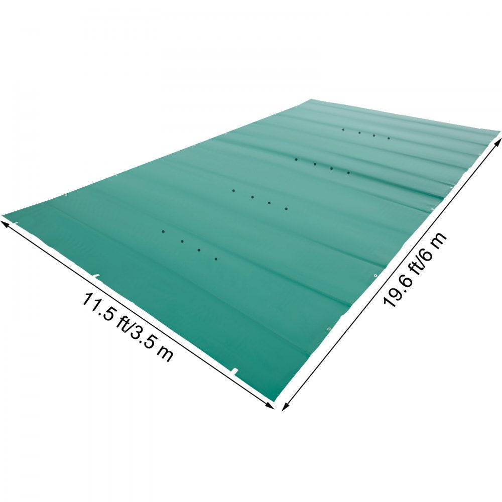 VEVOR Pool Safety Cover, 11.5x19.6 ft In-ground Pool Cover, Green PVC Pool Covers, Rectangular Safety Pool Cover In-ground Cover Solid Safety Pool Cover for Swimming Pool Winter Protection Cover