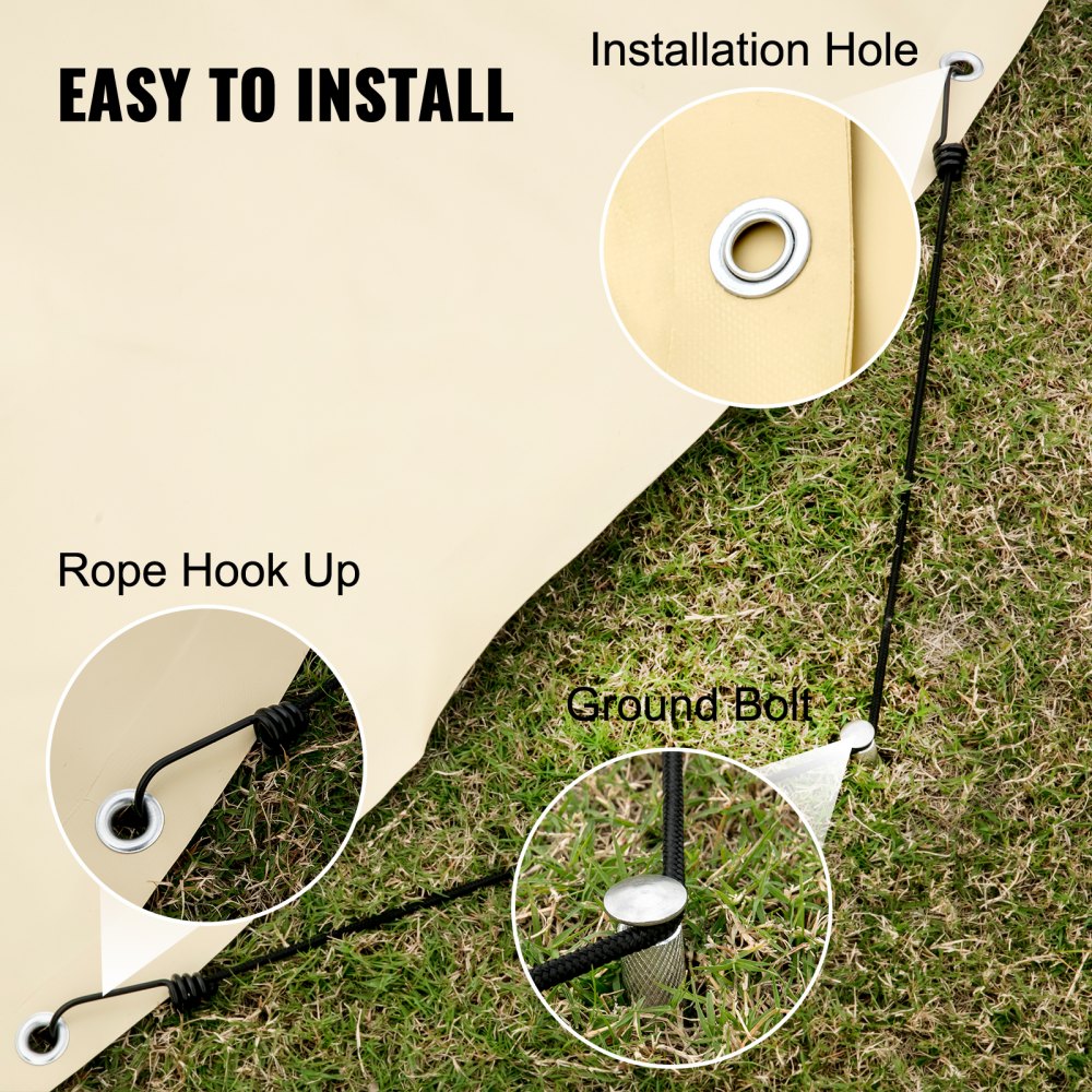 VEVOR Pool Safety Cover, 13x26 ft In-ground Pool Cover, Beige In-ground Pool Cover, PVC Pool Covers Rectangular Safety Pool Cover Solid Safety Pool Cover for Swimming Pool Winter Protection Cover