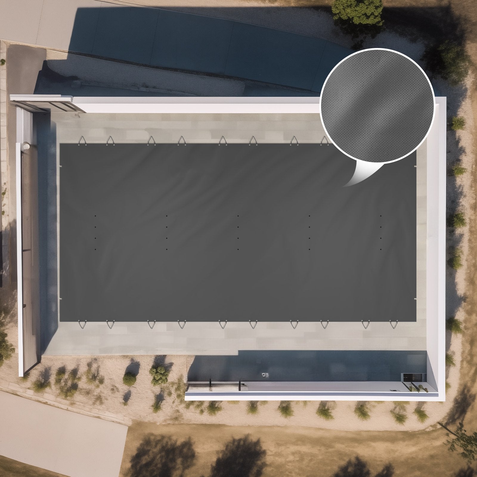 VEVOR Pool Safety Cover, 13x26 ft In-ground Pool Cover, Charcoal In-ground Pool Cover, PVC Pool Covers Rectangular Safety Pool Cover Solid Safety Pool Cover for Swimming Pool Winter Protection Cover