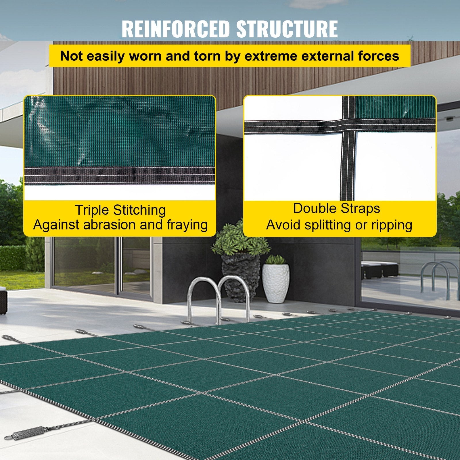 VEVOR Inground Pool Safety Cover Winter Pool Cover 22 x 42 ft with Right Step