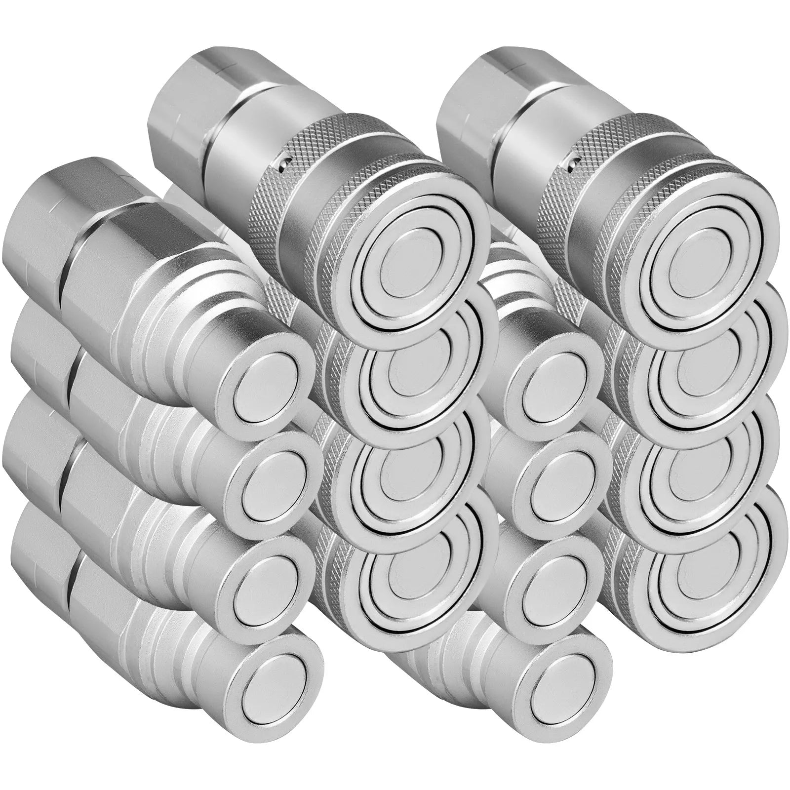 VEVOR Skid Steer Hydraulic Quick Connect 1/2" Body Hydraulic Coupler 1/2" NPT Hydraulic Coupling Quick Connect 8 Pairs Hydraulic Quick Coupler 27.6 MPa (ISO 16028) (8 Pairs)