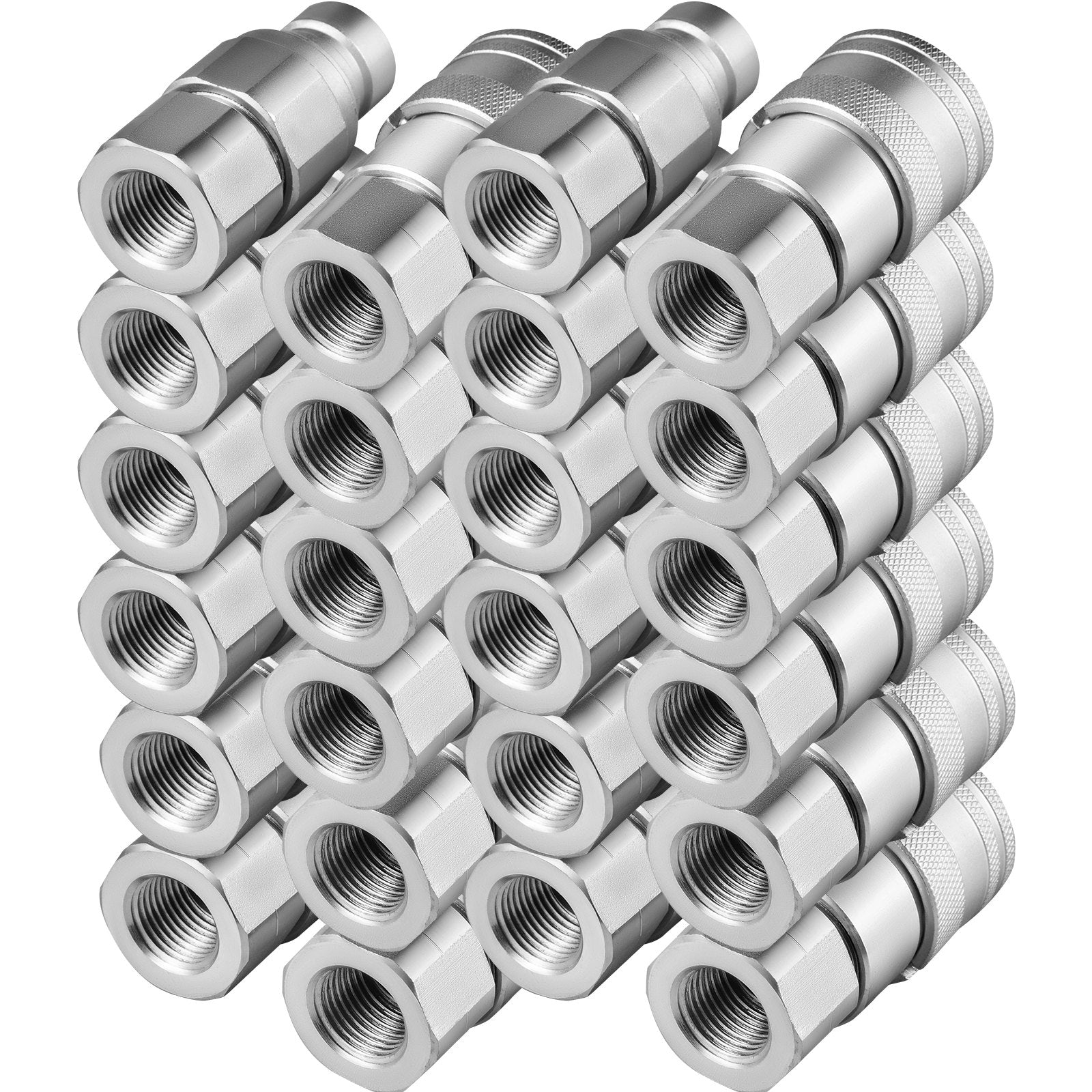 VEVOR Skid Steer Hydraulic Quick Connect 1/2" Body Hydraulic Coupler 1/2" NPT Hydraulic Coupling Quick Connect 2 Pairs Hydraulic Quick Coupler 27.6 MPa (ISO 16028) (12 Pairs)