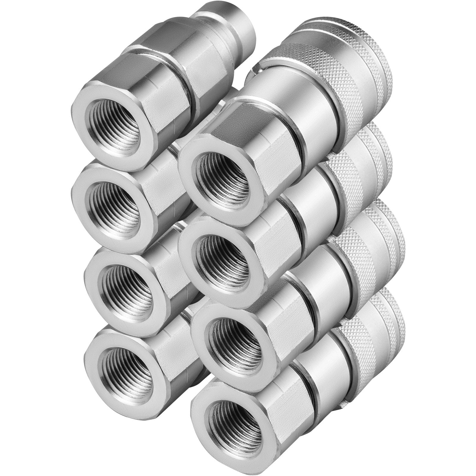 VEVOR Hydraulic Coupler 1/2 Body with 1/2" NPT Thread 27.6 MPa Hydraulic Quick Connect 4 Pairs Hydraulic Coupling Quick Connect 45.5 L/min Hydraulic Quick Coupler