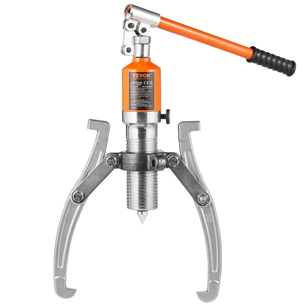 VEVOR Hydraulic Gear Puller, 15 Ton Max Capacity Wheel Bearing Pulling Separator, 2 or 3 Jaws Puller, Vertically and Horizontally, 12" Jaw Hydraulic Puller with Case for Pulling Hubs