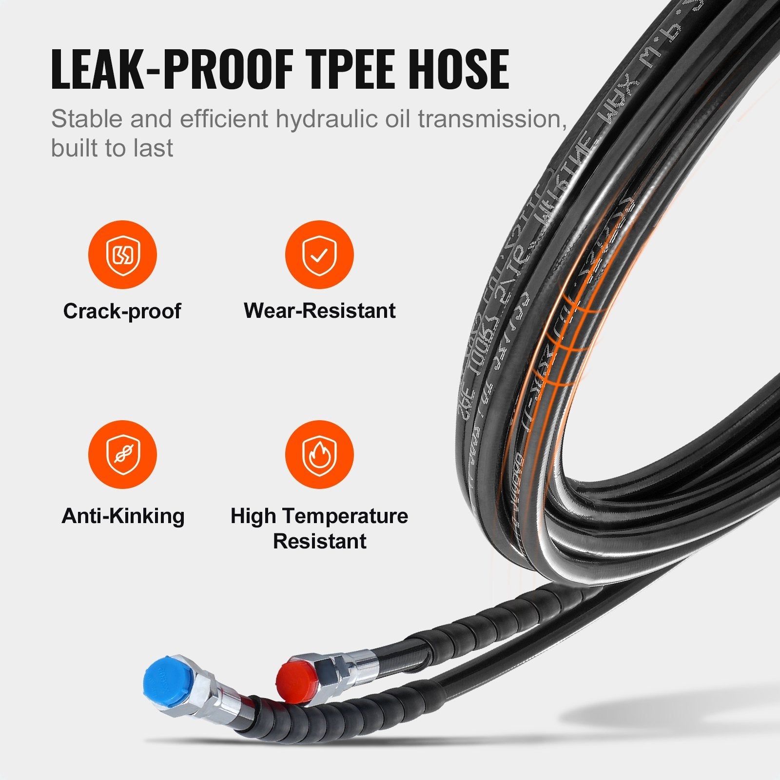 VEVOR Outboard Hose Kit, 20 ft Hydraulic Steering Hose, 2-Piece Leak-Proof TPEE Hydraulic Boat Hoses, Compatible with Marine Hydraulic Outboard Steering Boat System up to 300 HP