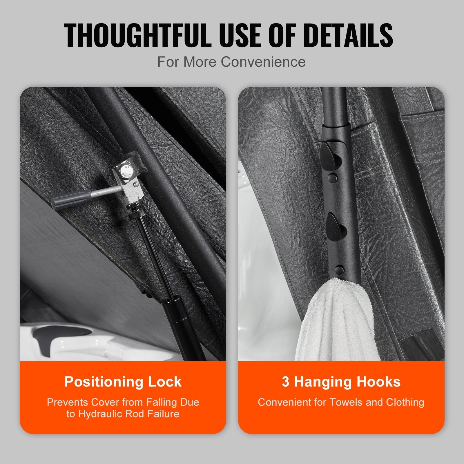 VEVOR Hot Tub Cover Lift, Spa Cover Lift, Hydraulic, Width 69" - 96.5" Adjustable, Installed on Both Sides at the Top, Suitable for Various Sizes of Rectangular Bathtubs, Hot Tubs, Spa