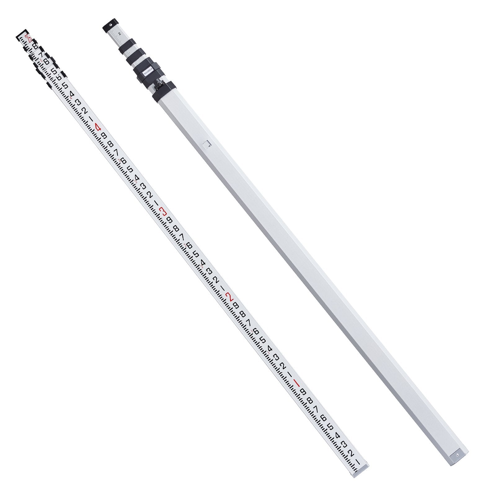 VEVOR Measuring Rod 25-Feet/10ths 6 Sections Telescopic Grade Rod 1/10ft w/ Bag
