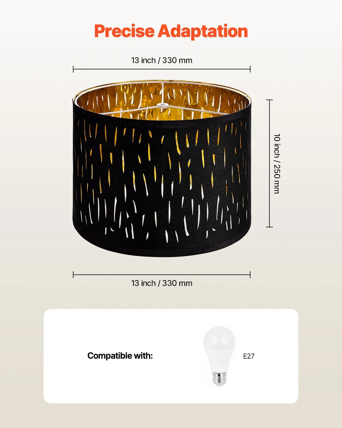 VEVOR Drum Lamp Shade 2 Set 13 x 13 x 10 in Medium Round Lampshade with Harp